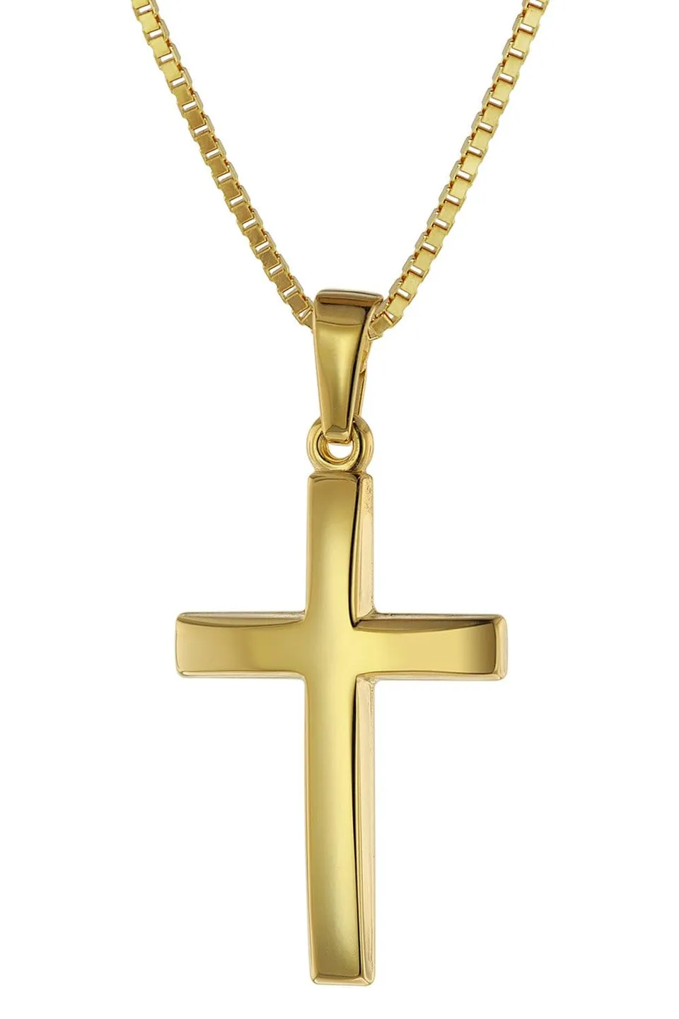 trendor Kreuz Halskette Gold 585 21 mm Damen mit Silberkette