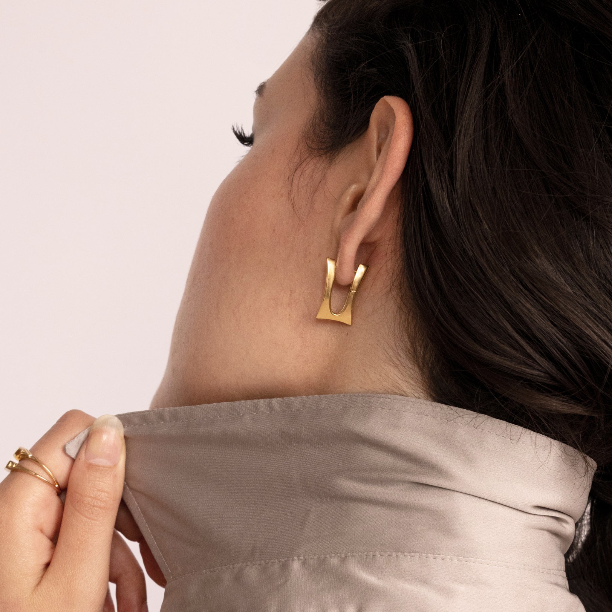 Stilnest Marquise Arc Creolen Ohrringe 24K Gold Vermeil