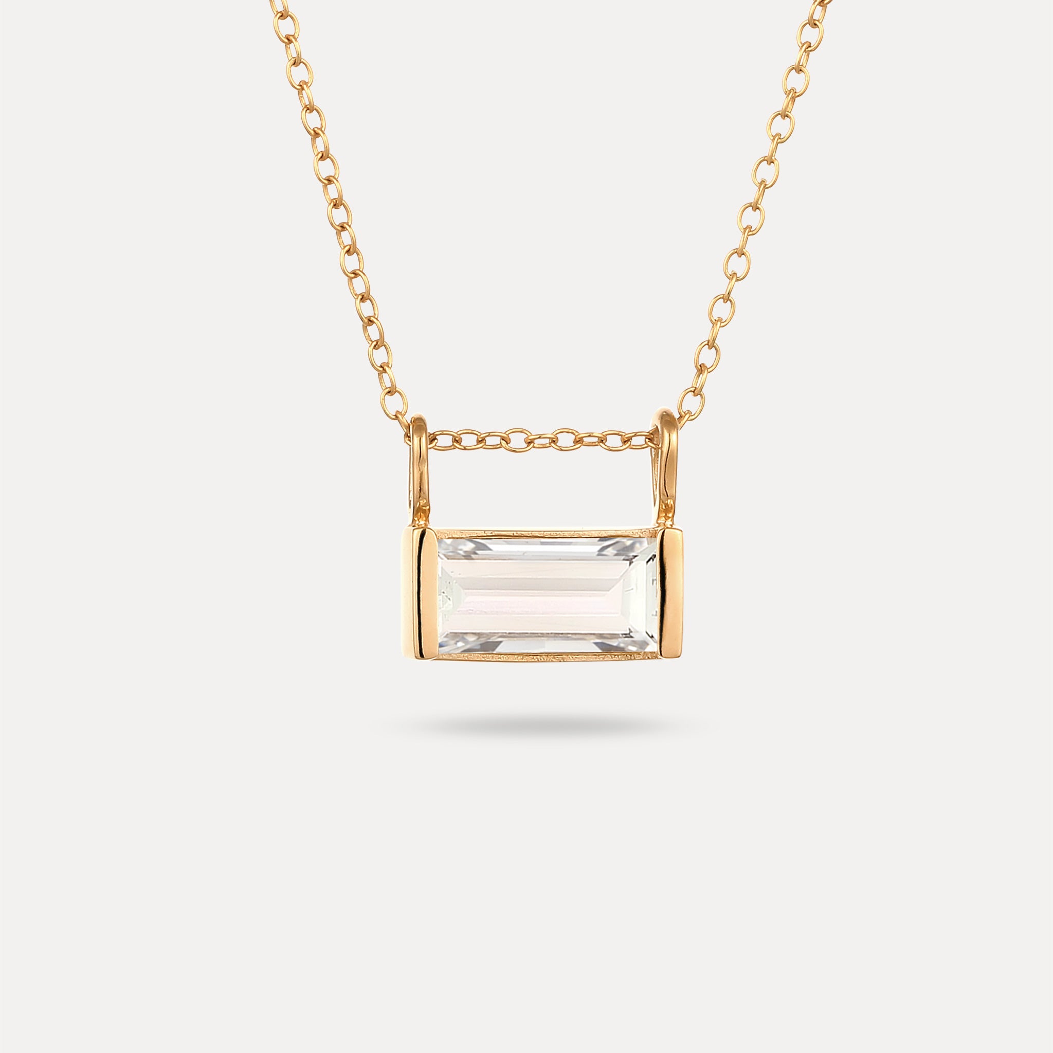 Stilnest Balance Baguette Anhänger Beryll Gold
