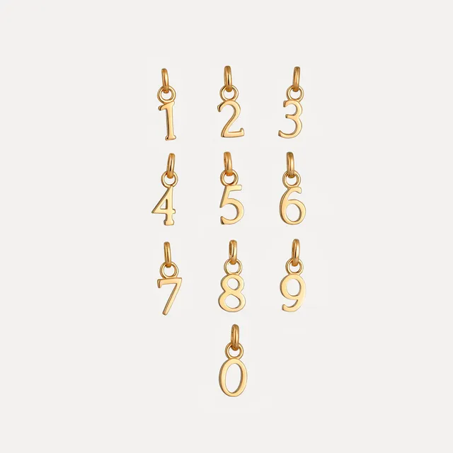 Stilnest Mini Number Anhänger Gold Vermeil Zahl 7