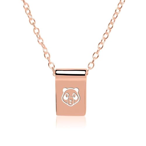 JEWLIX Ketten mit Anhänger Halskette Roségold Rechteck Gravur