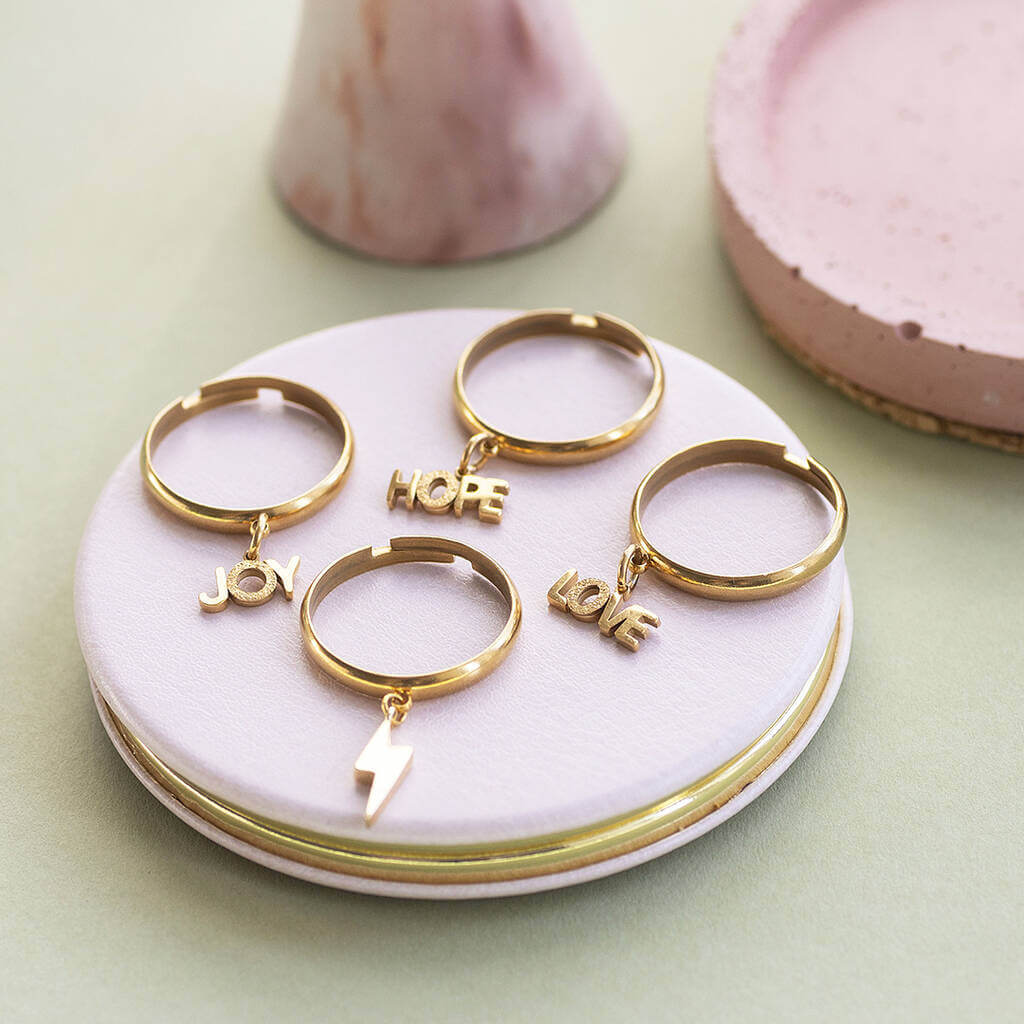 Joy by Corrine Smith Stapelringe Gold Love Hope Joy Power 4er