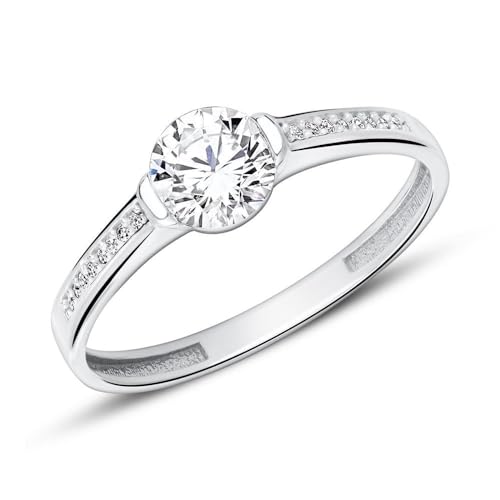 JEWLIX Verlobungsring 375 Weißgold Ring 54mm Zirkonia