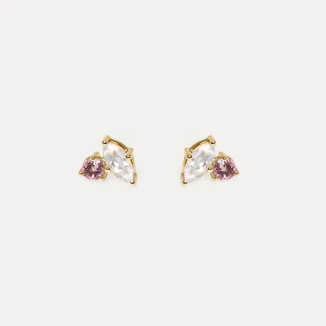 Stilnest Joy Ohrstecker 585 Gold Mondstein Rosa Turmalin