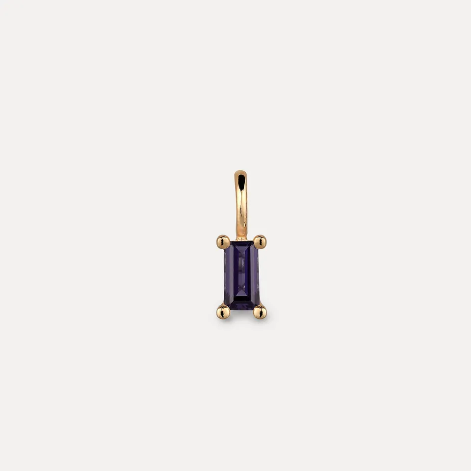 Stilnest Lila Iolith Baguette Anhänger Gold Vermeil Violett