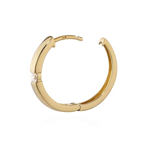 NKlaus Einzel-Klappcreole Gold 333 Ohrring Zirkonia 18,4 mm
