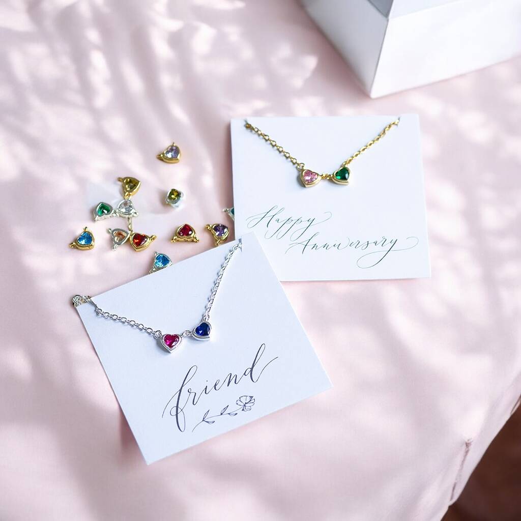 Joy by Corrine Smith Double Birthstone Herz Halskette Gold