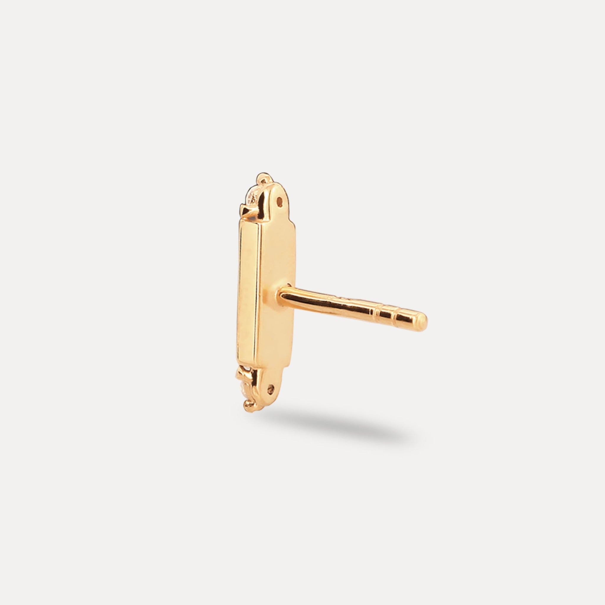 Stilnest Saphir Brick Tag Ohrstecker 585 Gold Single Weiß