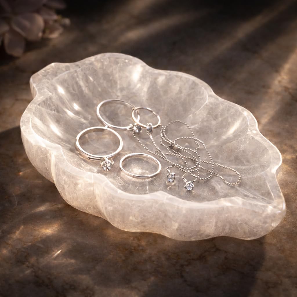 NKlaus Healing Crystals Selenit-Blattschale 12 cm Naturstein