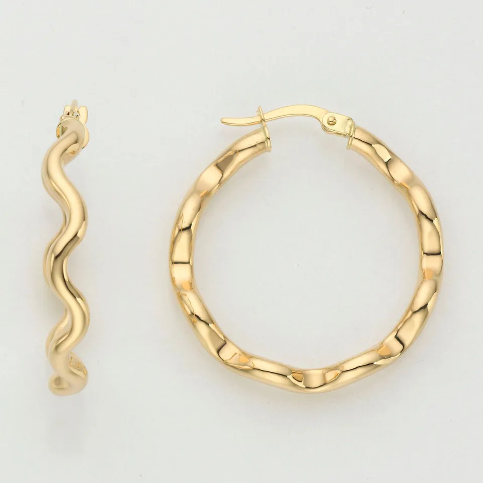 Eugen Rühle Ohrschmuck Bügel-Creolen gewellt 28mm Ohrringe Gold