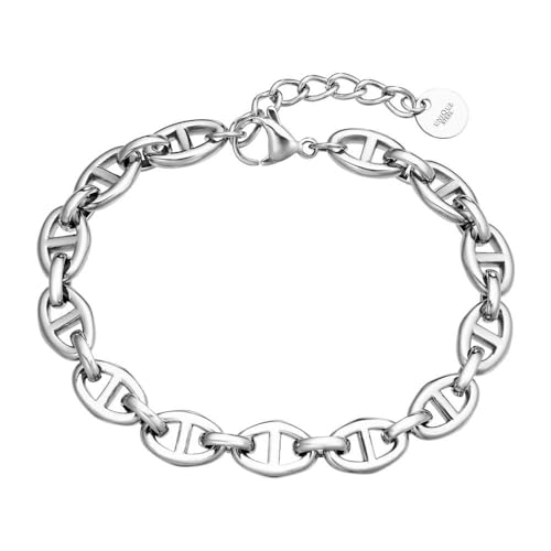 JEWLIX Armband Edelstahl Ankerkette Glieder silberfarben