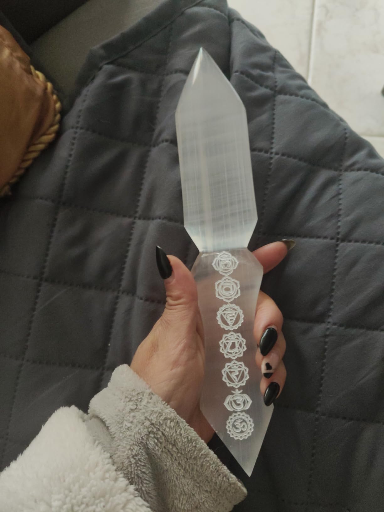 NKlaus Healing Crystals Selenit Athame Messer 26 cm