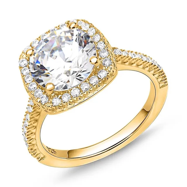 JEWLIX Verlobungsring 925 Silber vergoldet Zirkonia 54mm