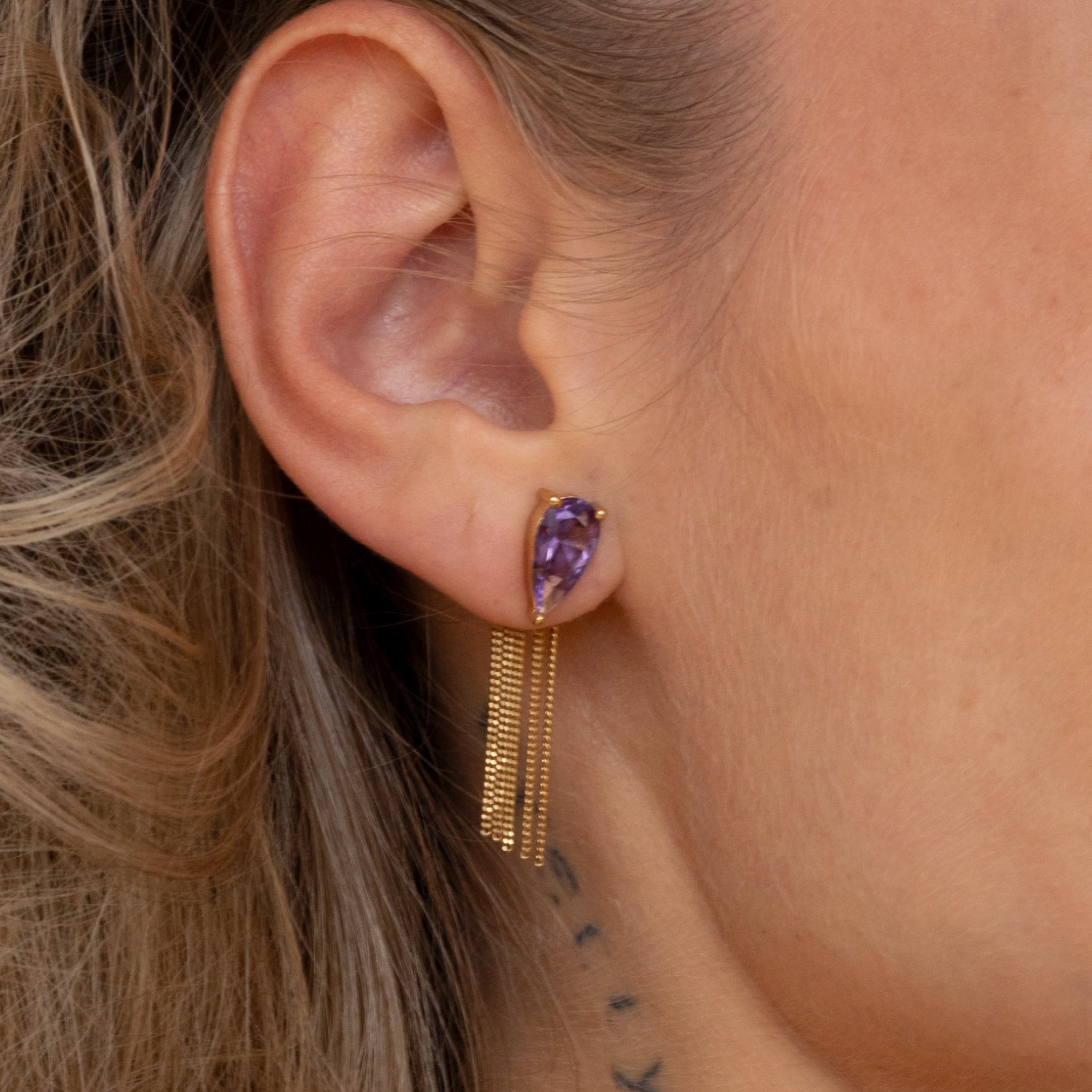 Stilnest Balance Dual Ohrstecker 585 Gold Amethyst Violett