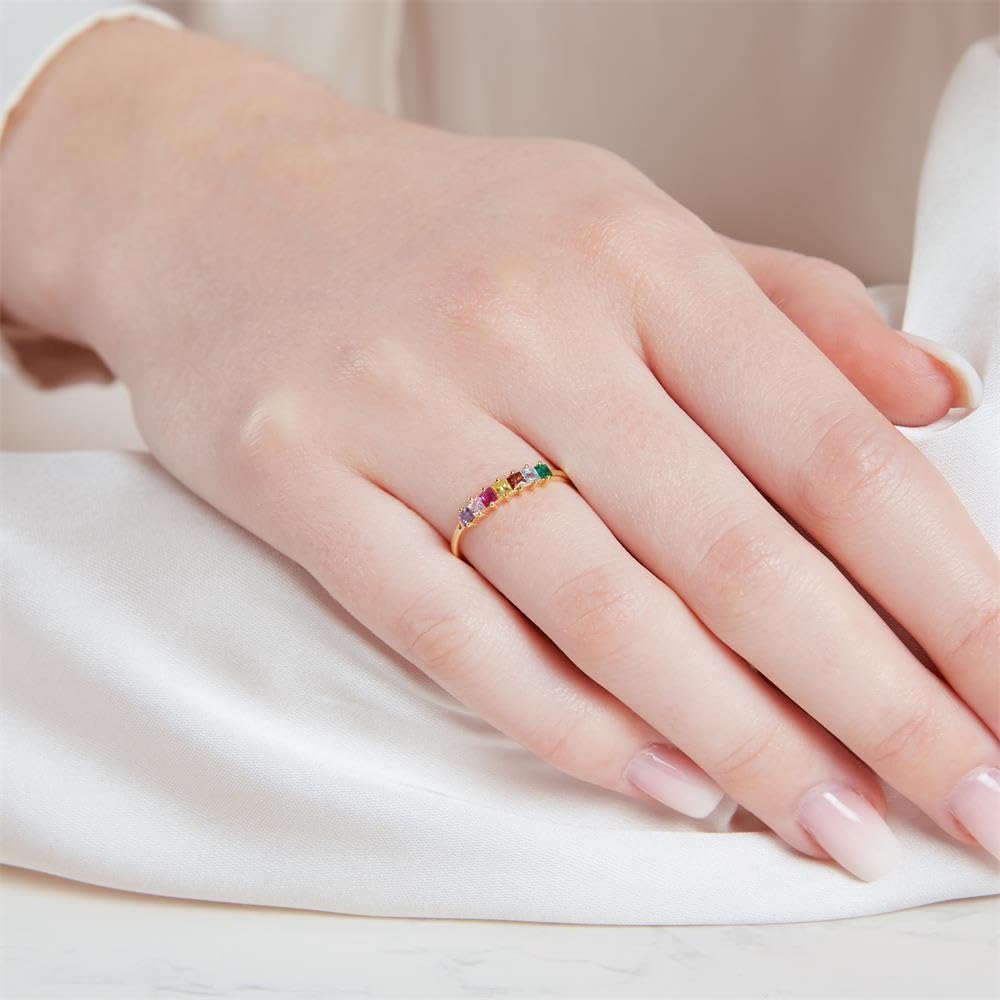 JEWLIX Ring 925er Silber vergoldet Zirkonia bunt 56mm