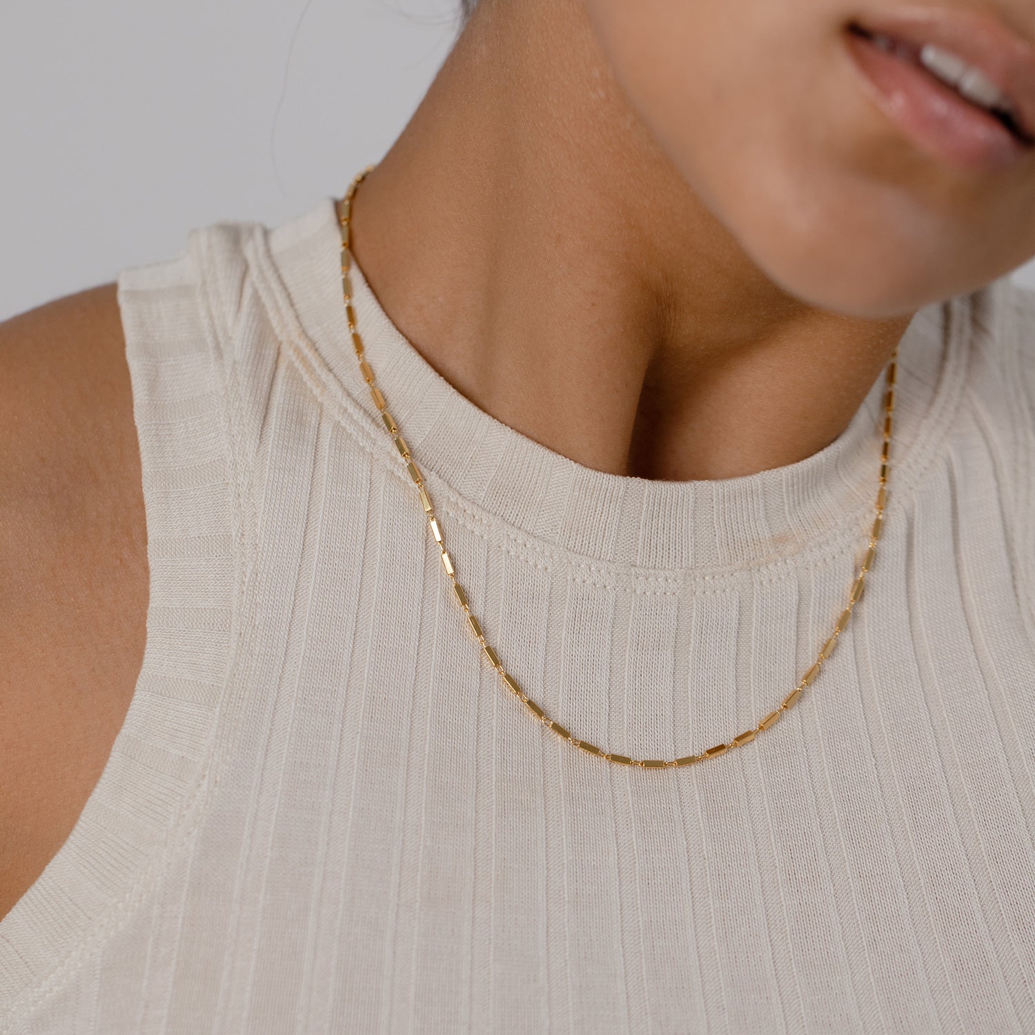 Stilnest Brick Kette Gold Vermeil Gliederkette 45cm