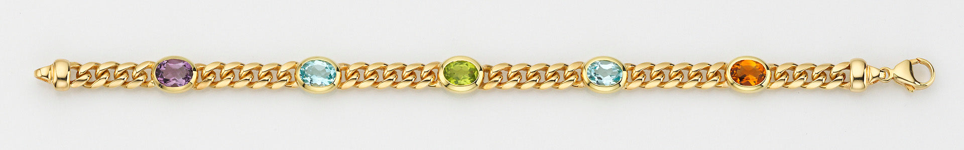 Eugen Rühle Armbänder Panzer Armband Gold 585 5 Farbsteine
