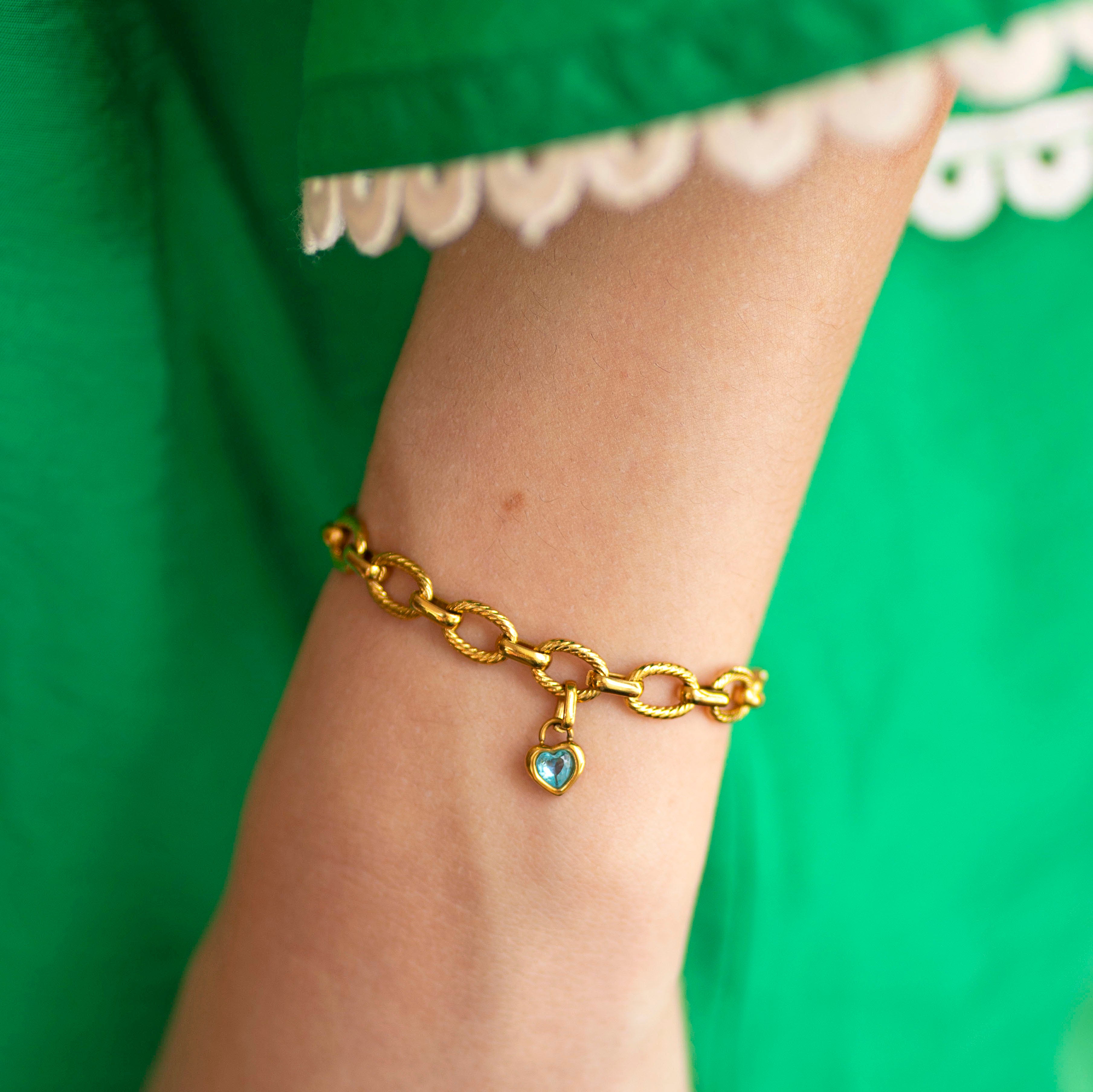Joy by Corrine Smith Heart Armband Gold Geburtsstein Zirkon