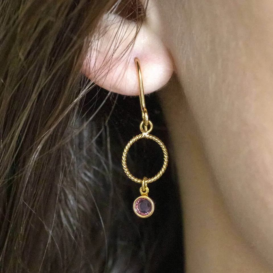 Joy by Corrine Smith Twisted Gold Circle Geburtsstein Ohrringe Gold