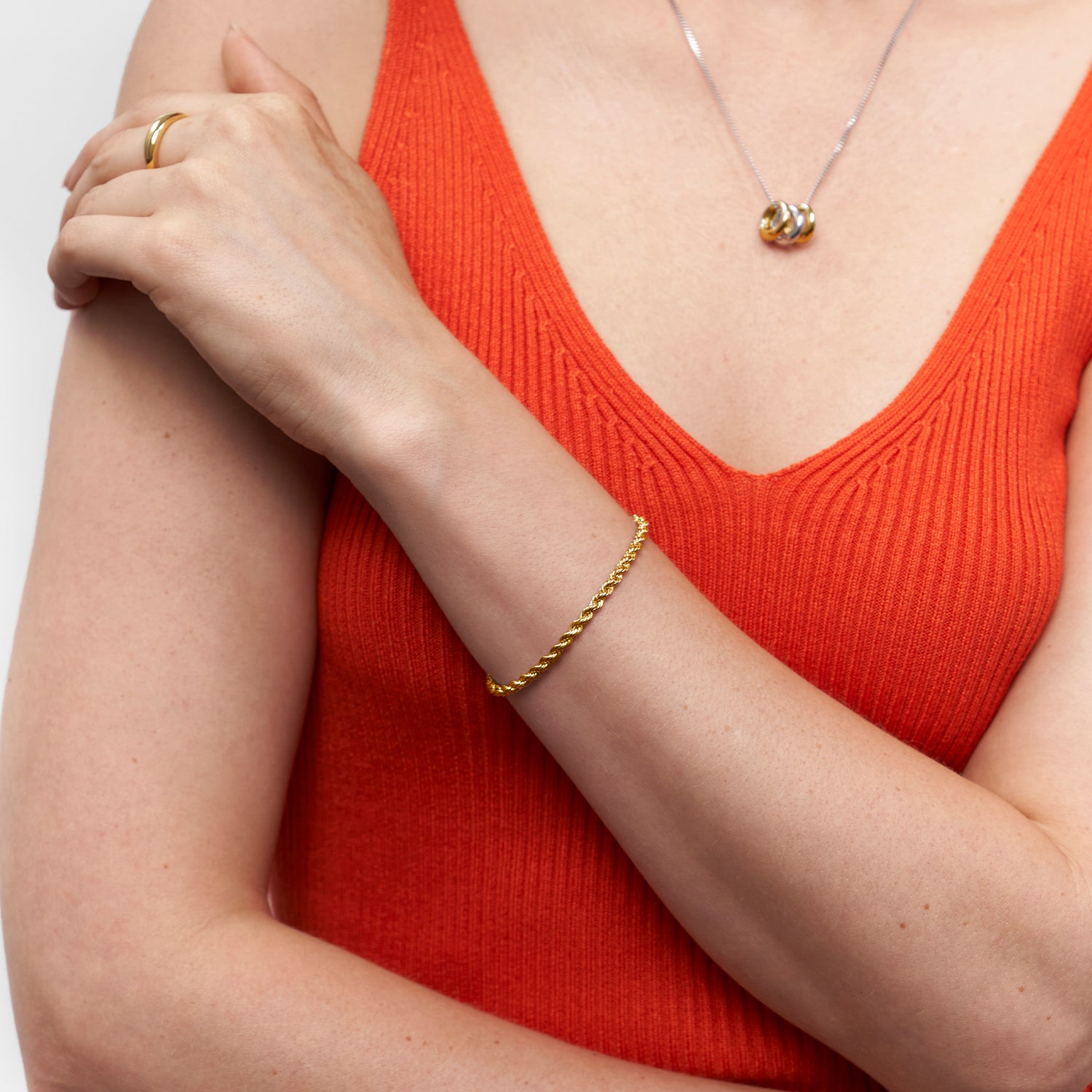 Stilnest Kordel Armband 24k Gold Vermeil 17+2cm