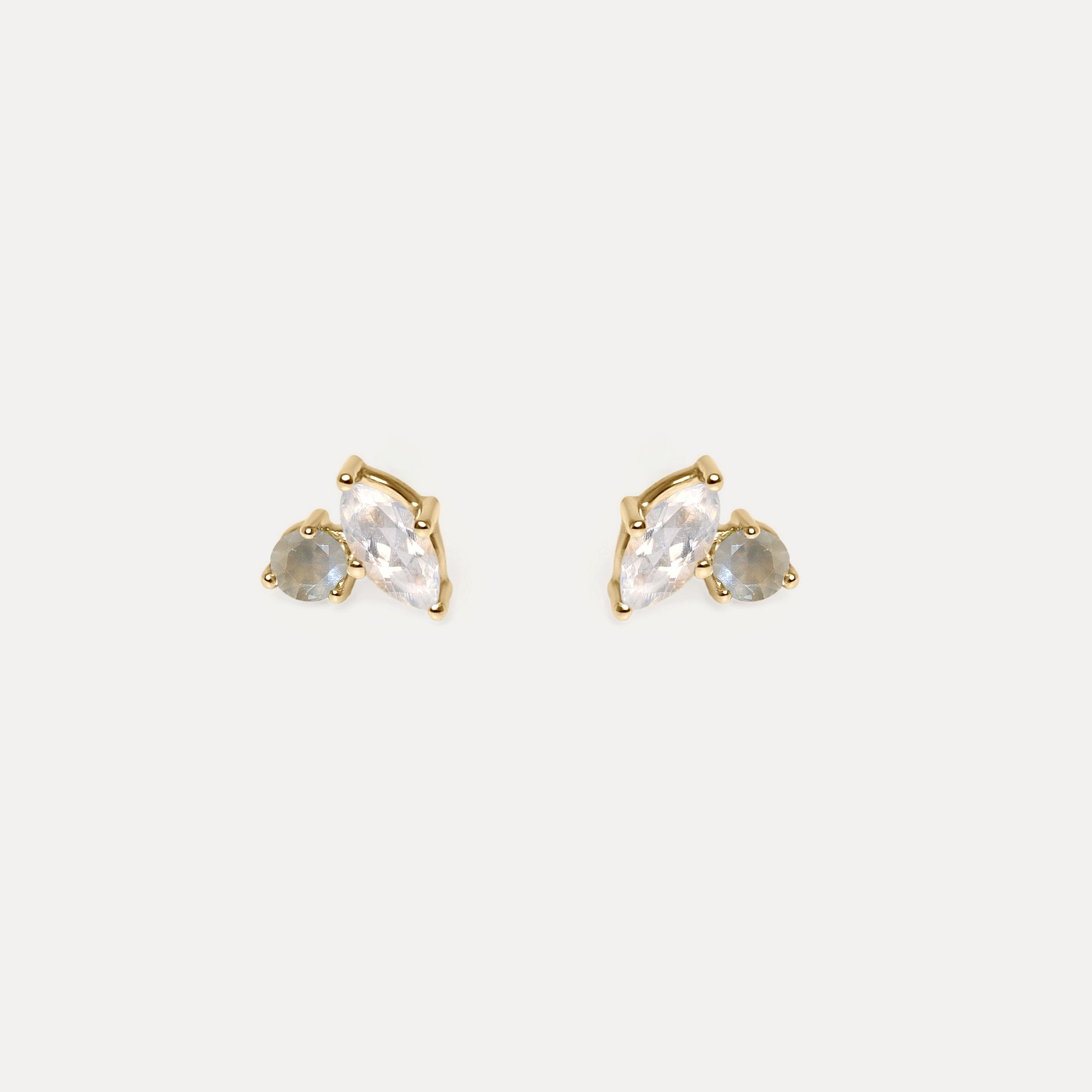 Stilnest Joy Ohrstecker Mondstein Grau 585 Gold Edelstein