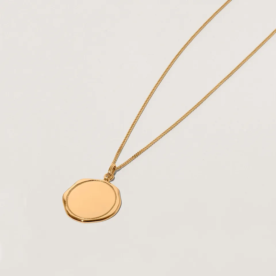 Stilnest Engravable Large Seal Halskette Gold Vermeil 45cm gravierbar