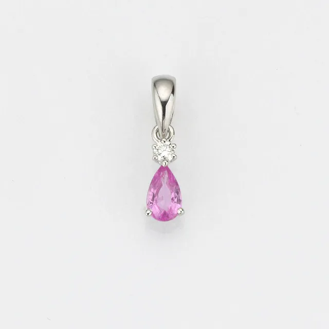Eugen Rühle Anhänger 0,025ct Brillant Anhänger Gold Rosa-Saphir