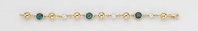 Eugen Rühle Armbänder Armband Goldkugeln London-Topas Zuchtperlen