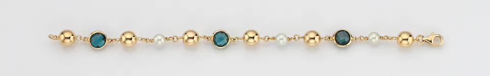 Eugen Rühle Armbänder Armband Goldkugeln London-Topas Zuchtperlen