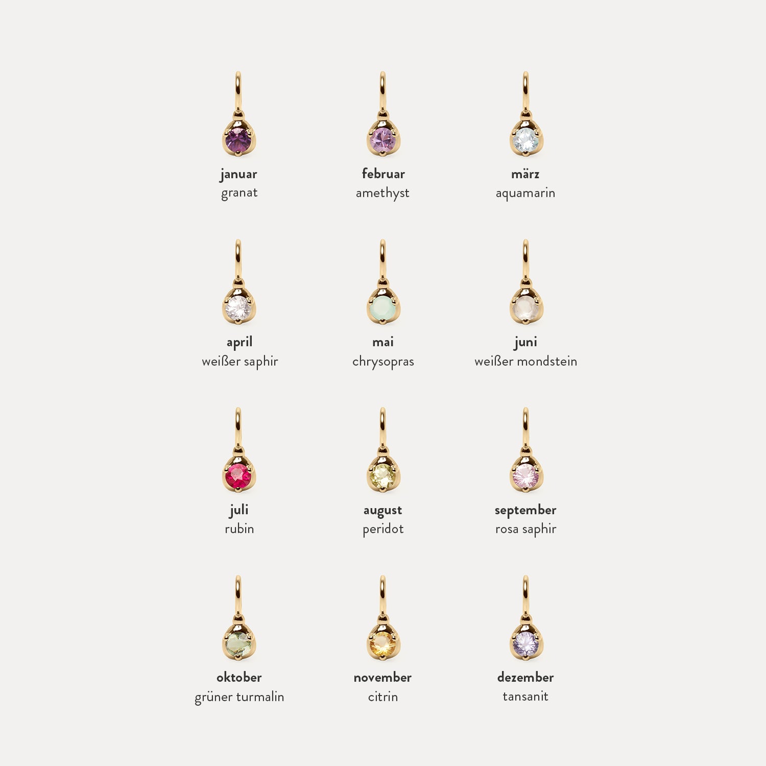 Stilnest Mini Birthstone Anhänger 585 Gold Januar Granat