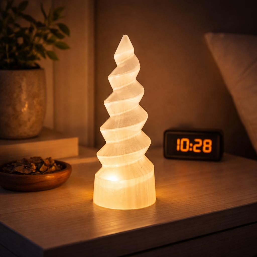 NKlaus Healing Crystals Selenit Spiral-Turm 14cm Deko