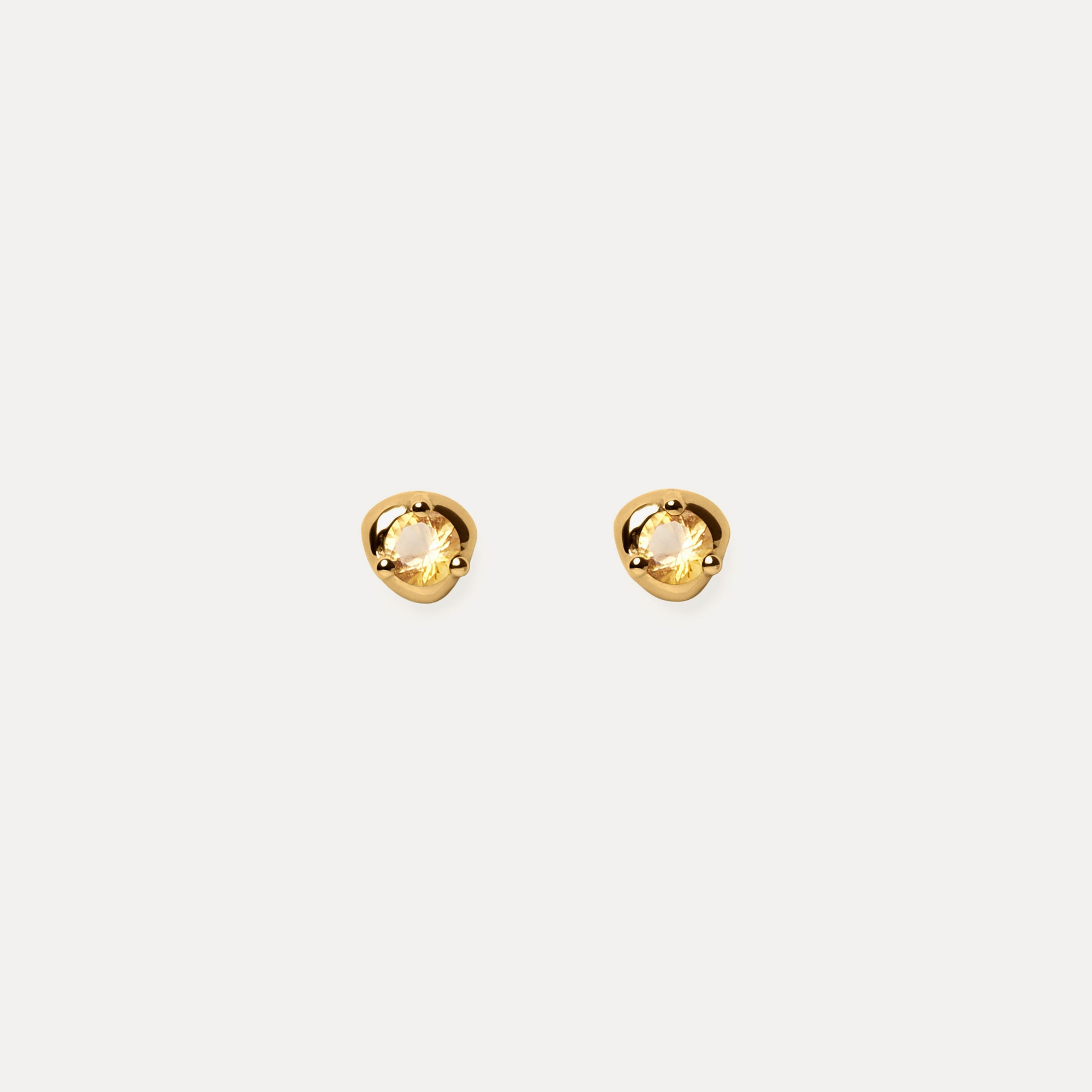Stilnest Stone Fluid Ohrstecker Citrin Gold Vermeil Edelstein