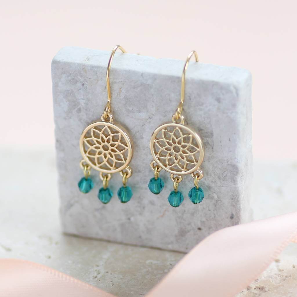 Joy by Corrine Smith Dreamcatcher Geburtsstein Ohrringe Gold