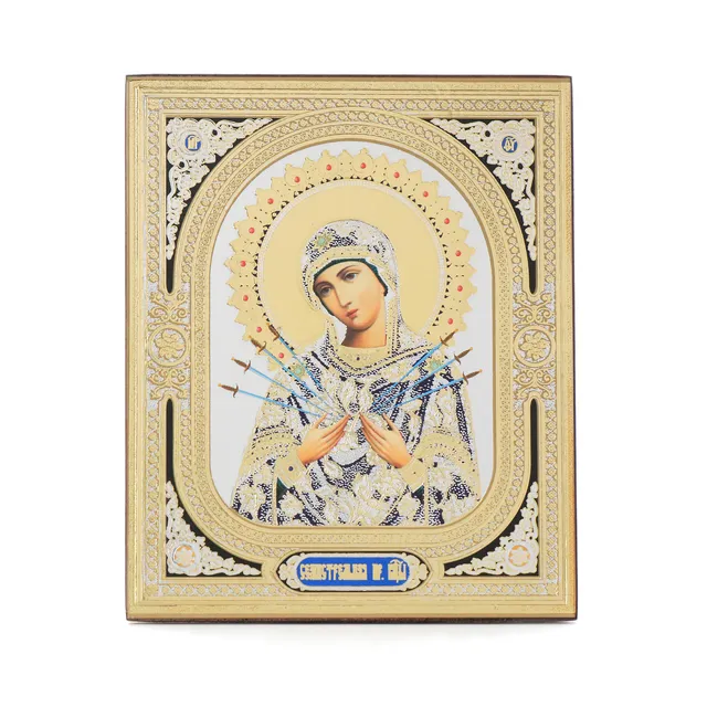 NKlaus Religious Icons Ikone Siebenpfeilige Gottesmutter 10x12 cm