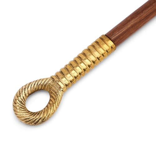 NKlaus Candle Holder Kerzenlöscher Messing Holzgriff 26,5 cm