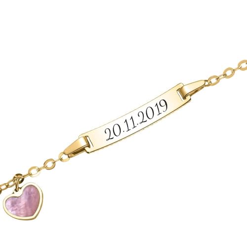 JEWLIX ID-Armbänder Armband Gold Herz Perlmutt 16 cm