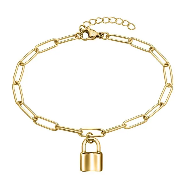 JEWLIX Armband Edelstahl vergoldet Schloss goldfarben