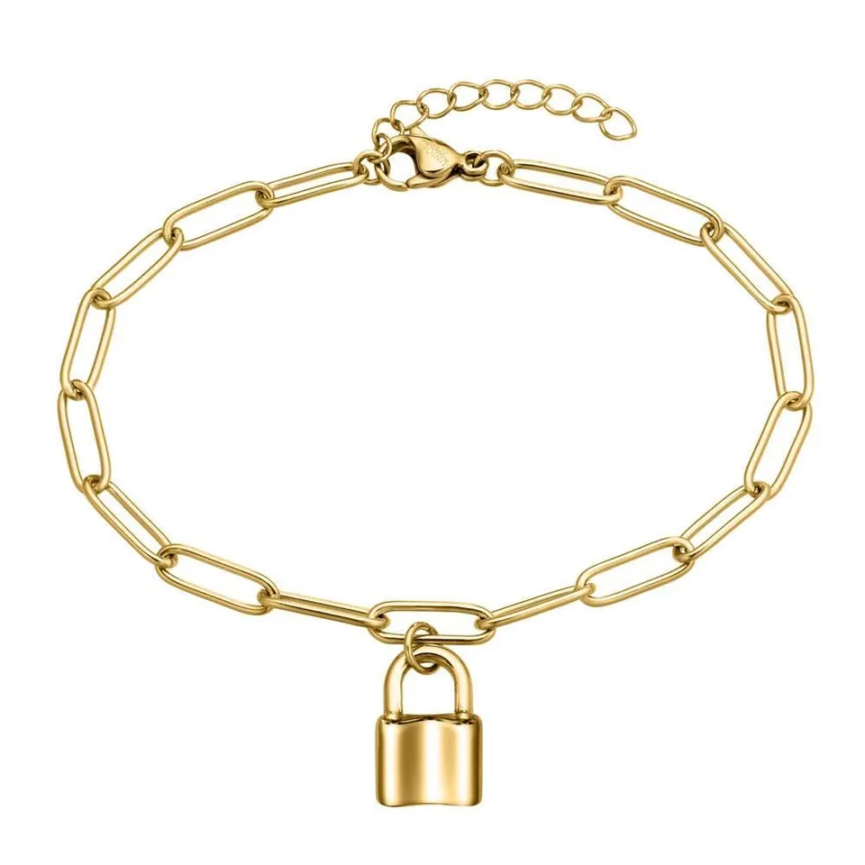 JEWLIX Armband Edelstahl vergoldet Schloss goldfarben