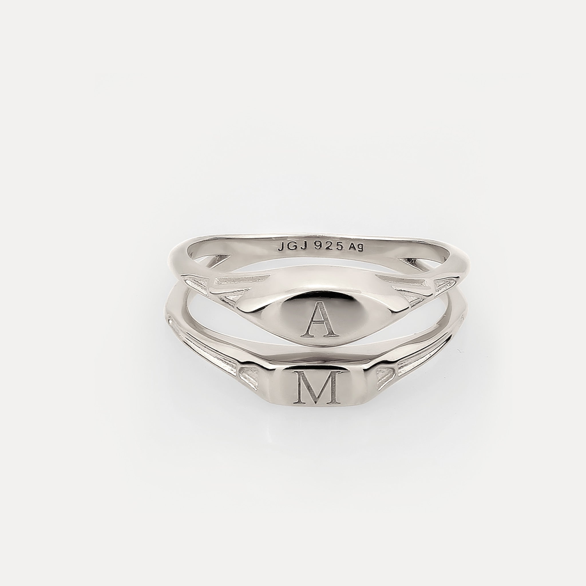 Stilnest Engravable Double Ring Gold Vermeil Siegelring Gr 52