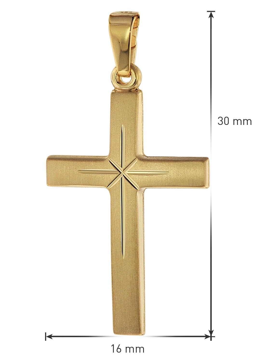 trendor Kreuz 24 mm Gold 333 mit Kette 42 cm 75278