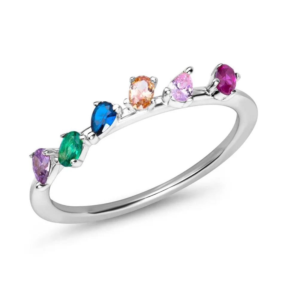 JEWLIX Ring Silber 925 Zirkonia bunt Gr. 56 Damen