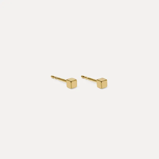 Stilnest Cube Ohrstecker Gold Vermeil 925 Silber