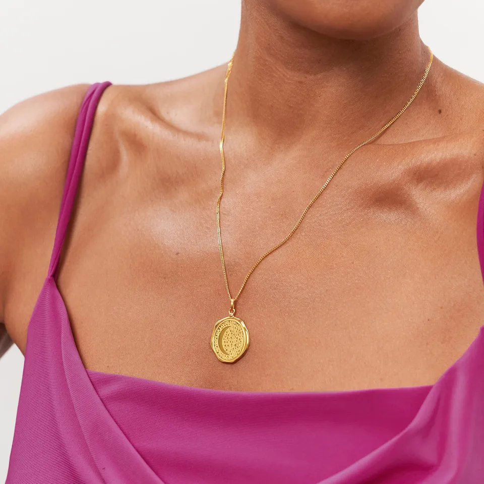 Stilnest Moon Large Seal Kette Gold 45cm