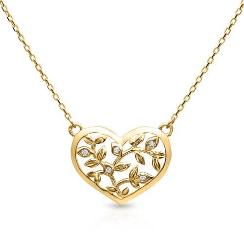 JEWLIX Herz Kette Damen 375 Gold Anhänger