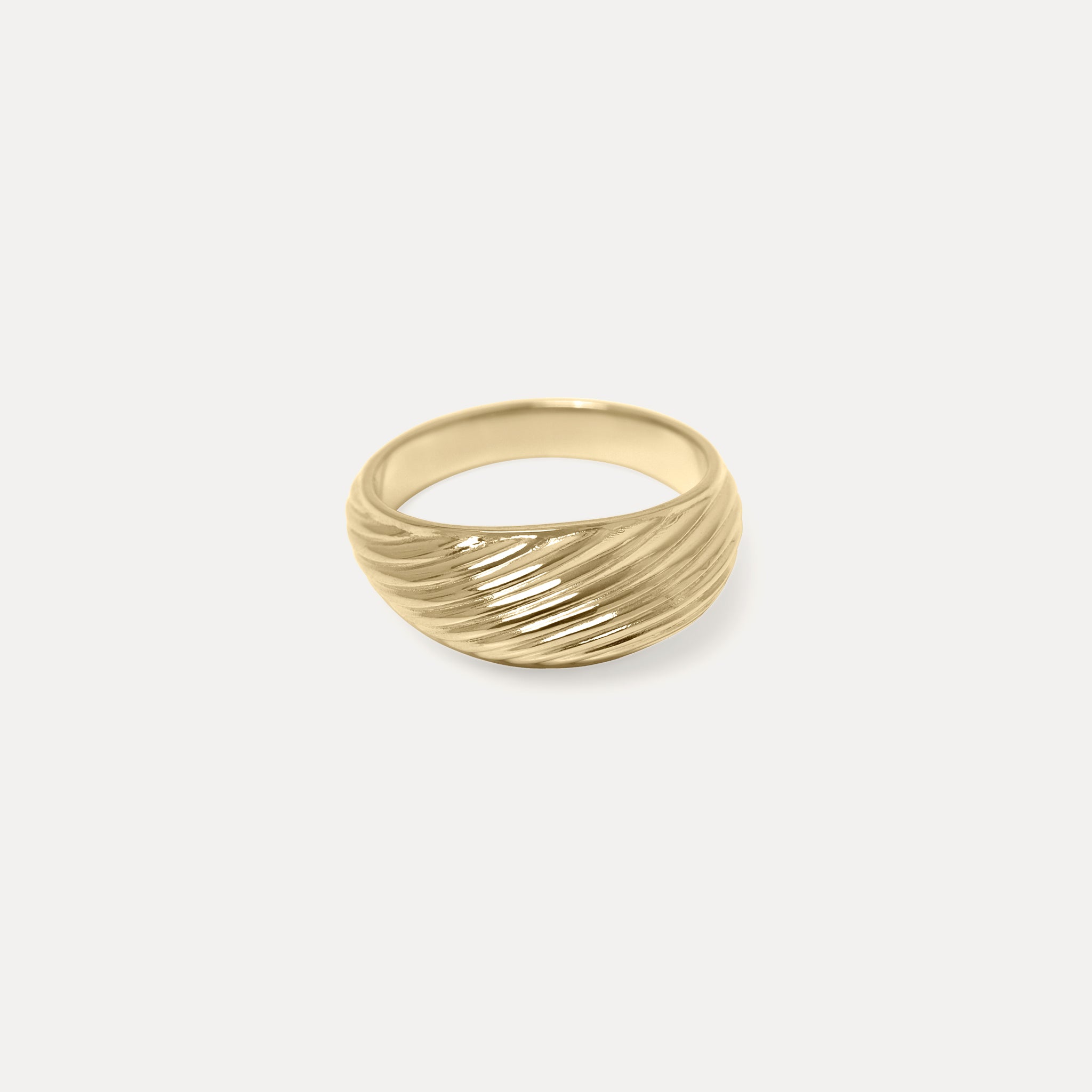 Stilnest Ribbed Bombé Ring 585 Gold geriffelt Gr. 56