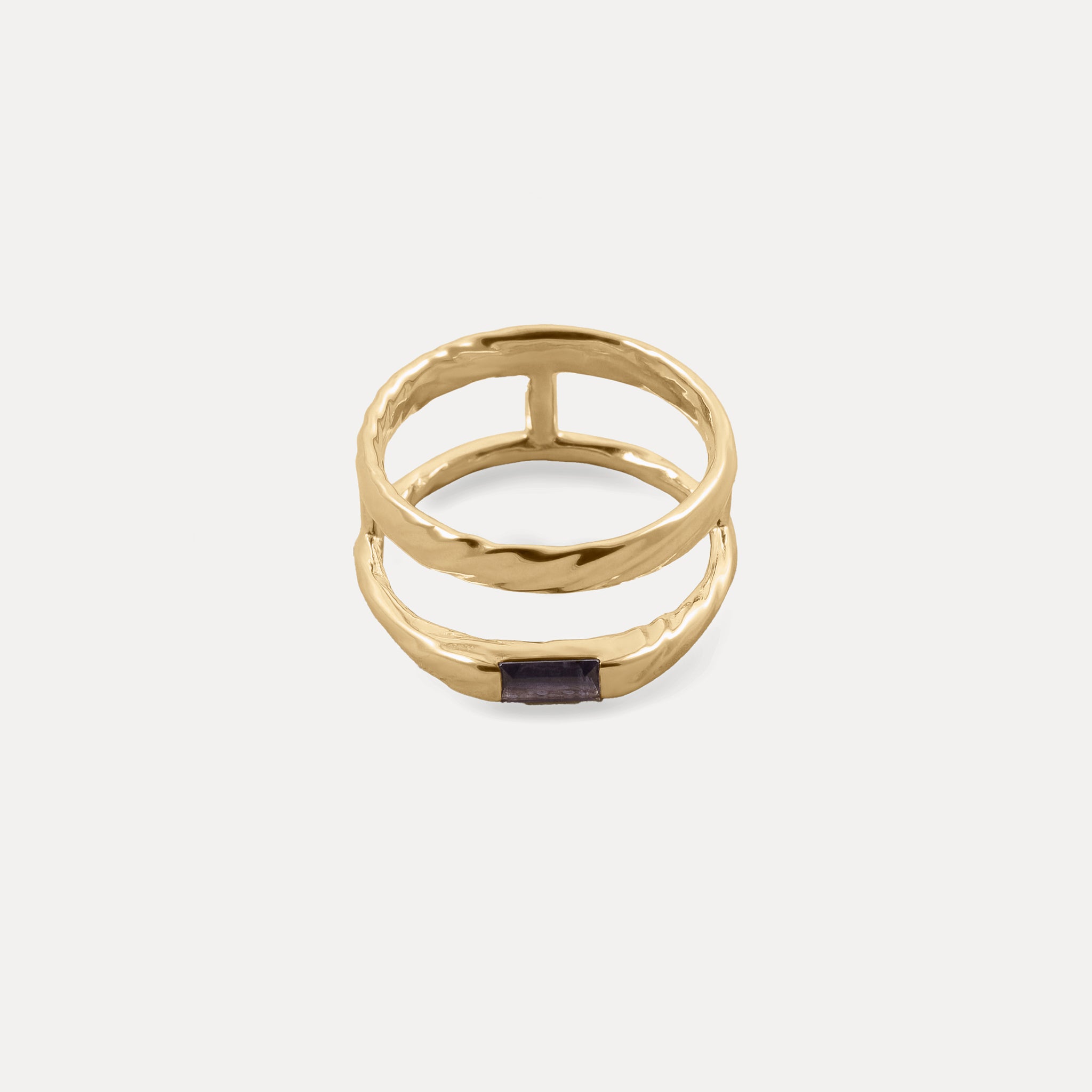 Stilnest Iolith Baguette Double Ring 585 Gold 56