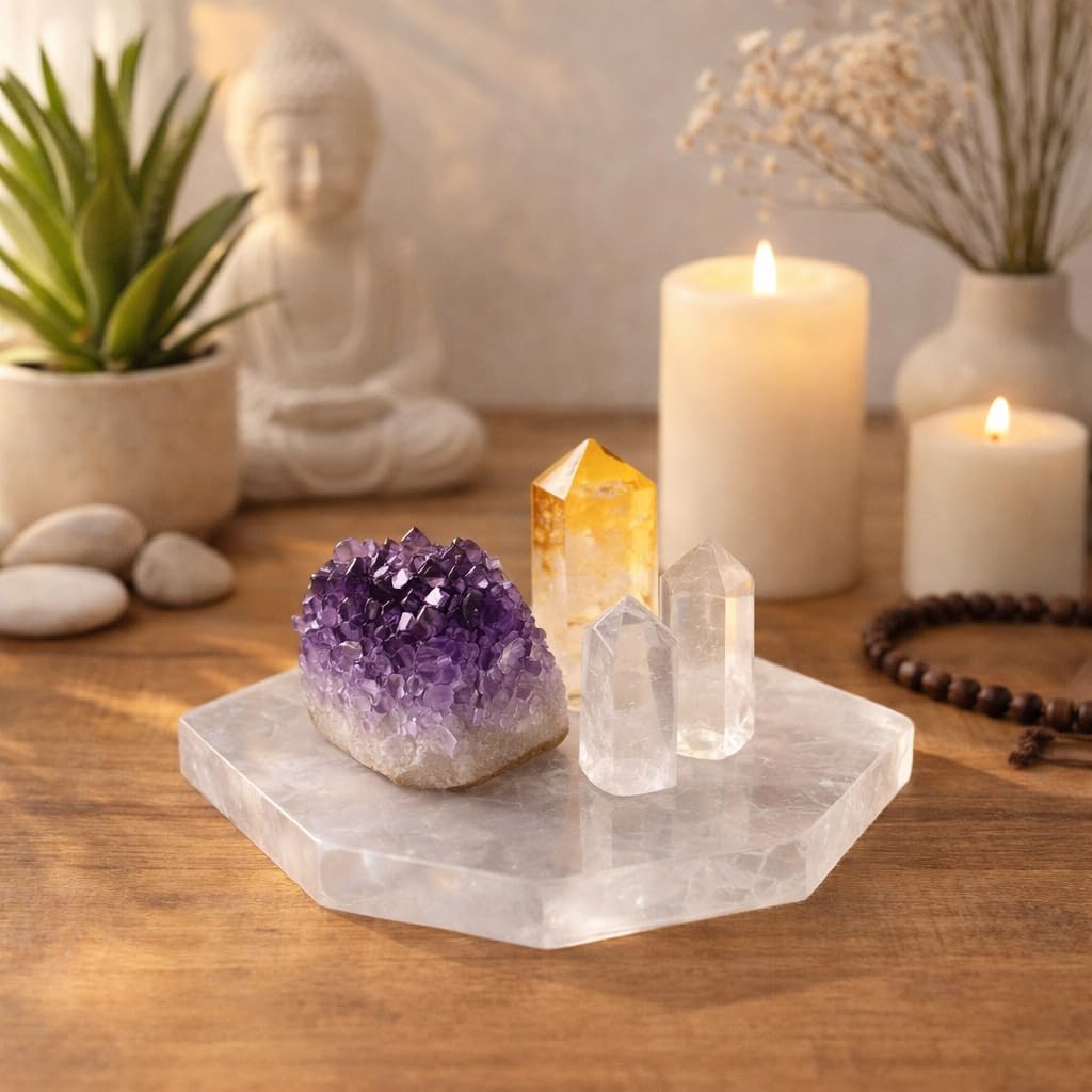 NKlaus Healing Crystals Selenit Aufladeplatte Hexagon