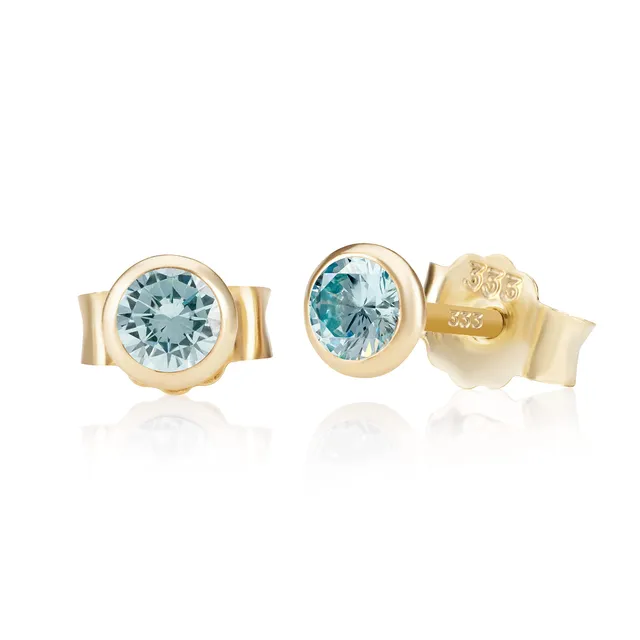 NKlaus Zirkonia Ohrstecker 333 Gelbgold 4mm blau
