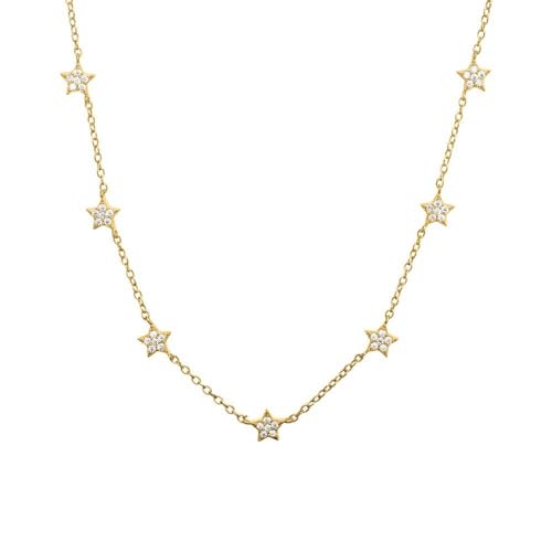 JEWLIX Ketten mit Anhänger Sterne Halskette Gold Zirkonia