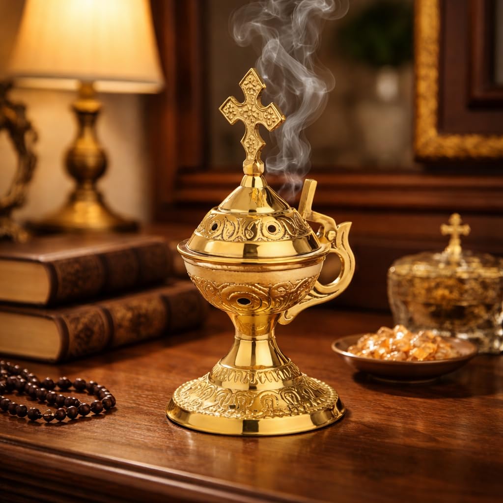 NKlaus Home Scents Weihrauchgefäß Messing Gold 14cm
